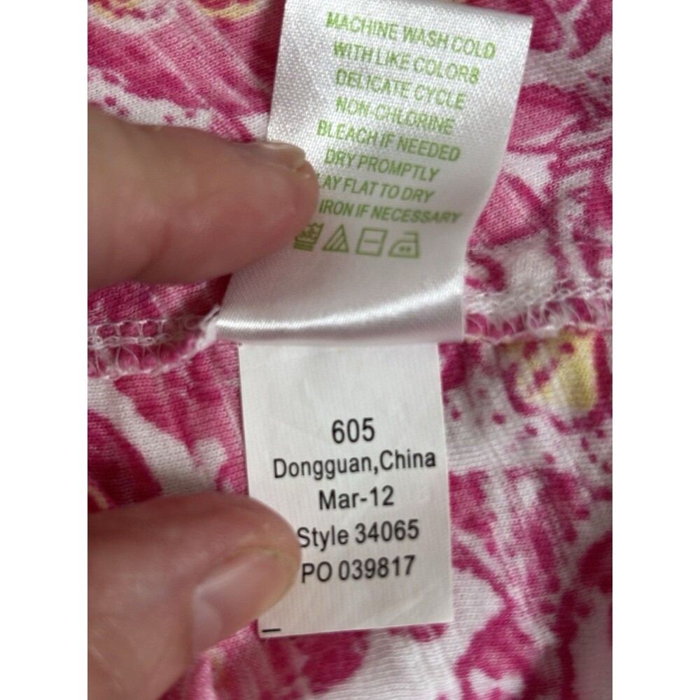 Lilly Pulitzer Gale Tunic Style Tank Top Pink/Yellow Floral Women's M #34065 - Picture 7 of 7
